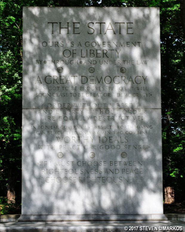 The State quote panel on Theodore Roosevelt Memorial at Theodore Roosevelt Island