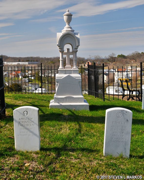 Graves of Sarah Stover Bachman and Lily Stover (daughters of Mary Johnson Stover, the Johnson's daughter), and Andrew Bachman (Sarah's son), and his wife Ethel