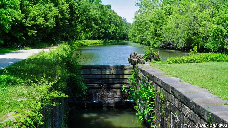 Upstream view of the Chesapeake and Ohio Canal from Lock 7