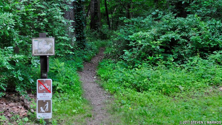 Start of the Aqueduct Trail in the Jockey Hollow unit of Morristown National Historical Park