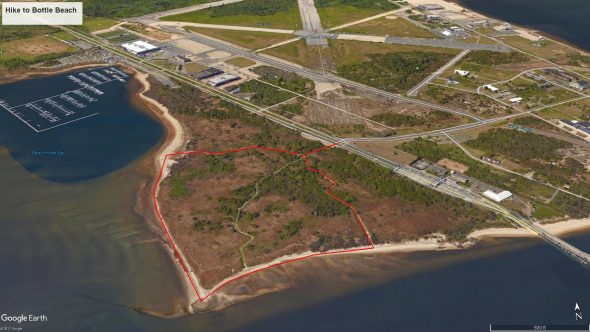 Satellite View of Bottle Beach trails (click to enlarge)