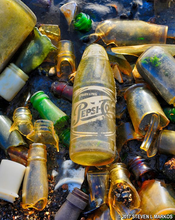 Old Pepsi bottle at Bottle Beach near Floyd Bennett Field, Gateway National Recreation Area