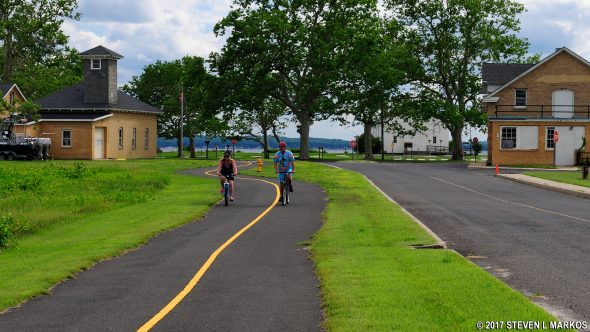 Biking the multi-use path at Fort Hancock