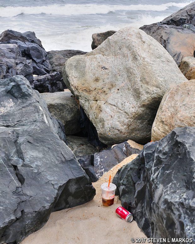 Result of the National Park Service’s Trash Free Park policy is trash on the beach at Sandy Hook, Gateway National Recreation Area