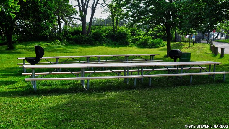 Two large tables at Gateway National Recreation Area's Miller Field equal four standard-size tables