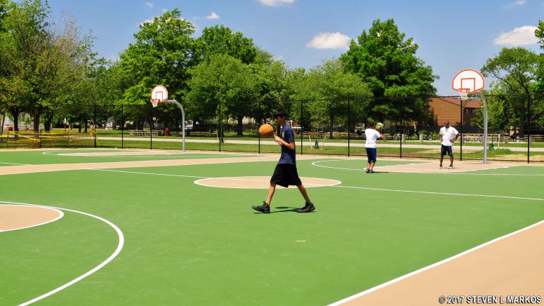 Basketball courts at Gateway National Recreation Area's Miller Field