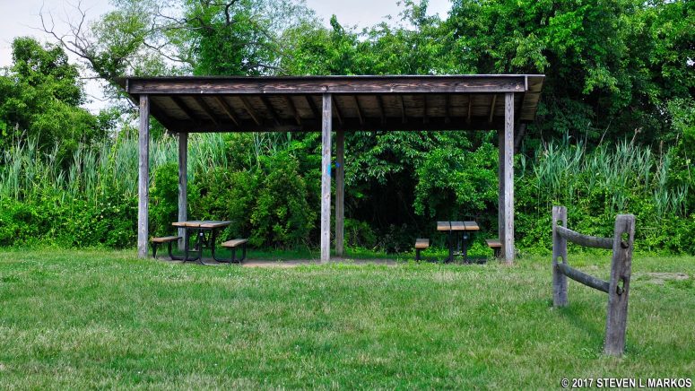 Picnic pavilion at the Tamarack section of Camp Gateway Brooklyn at Floyd Bennett Field, Gateway National Recreation Area