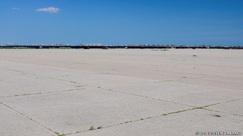 Expansiveness of the cement plaza at Floyd Bennett Field, Gateway National Recreation Area