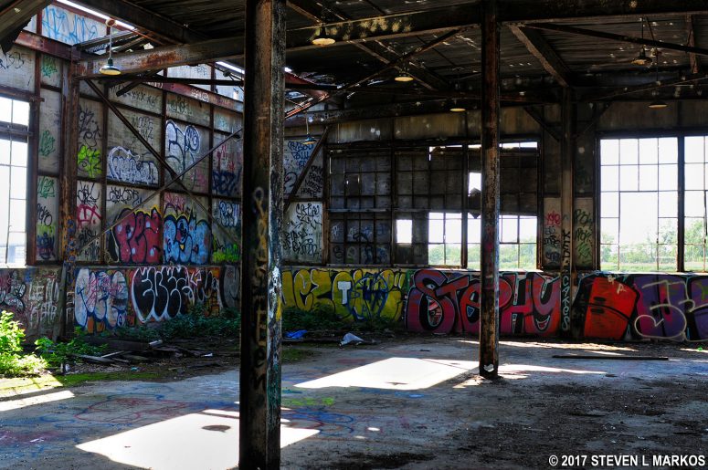 Inside an old building in the North Forty Natural Area at Floyd Bennett Field, Gateway National Recreation Area