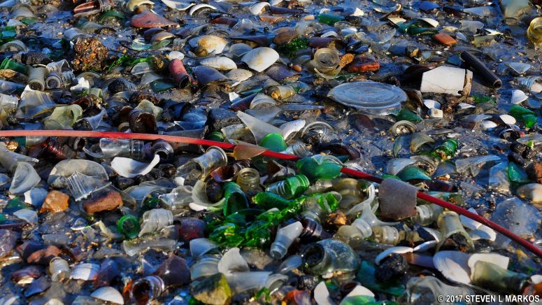 Broken glass at Bottle Beach, Gateway National Recreation Area