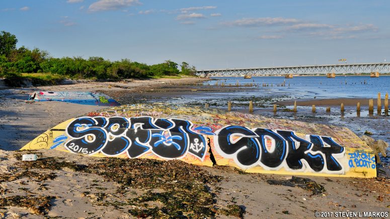 Derelict boats on Bottle Beach near Floyd Bennett Field, Gateway National Recreation Area