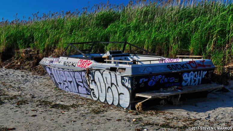 Abandoned boat on Bottle Beach near Floyd Bennett Field, Gateway National Recreation Area