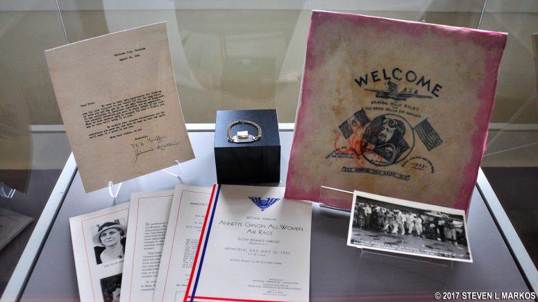 Memorabilia from the Golden Age of aviation publicity flights on display in the Ryan Visitor Center, Gateway National Recreation Area