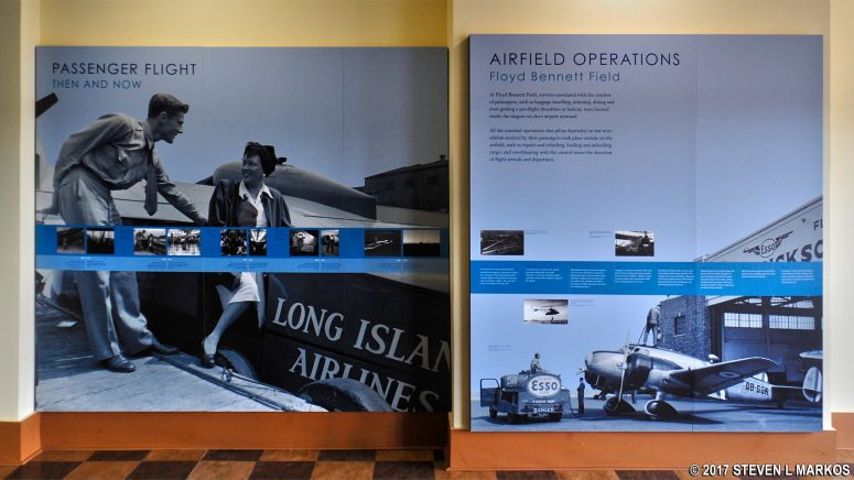 Information panel on the early days of air travel on display in the Ryan Visitor Center, Gateway National Recreation Area