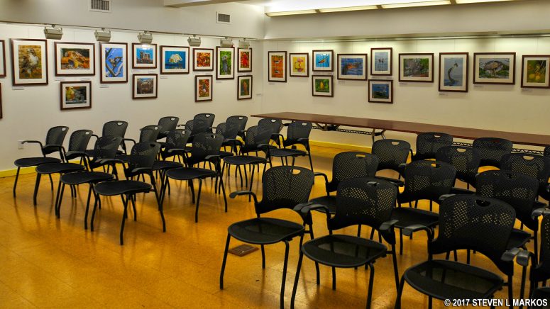 Meeting and art exhibit room at the Jamaica Bay Wildlife Refuge Visitor Center, Gateway National Recreation Area