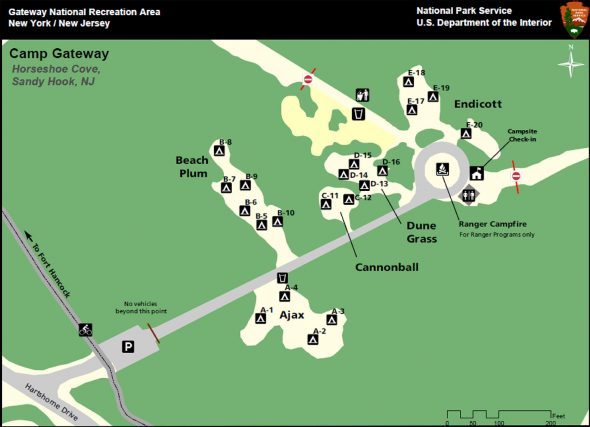 Sandy Hook Campground Map (click to enlarge)