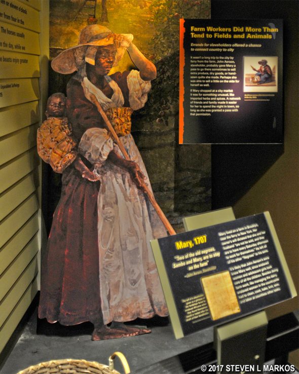 Exhibit at the African Burial Ground National Monument Visitor Center about the life of a typical slave in New York