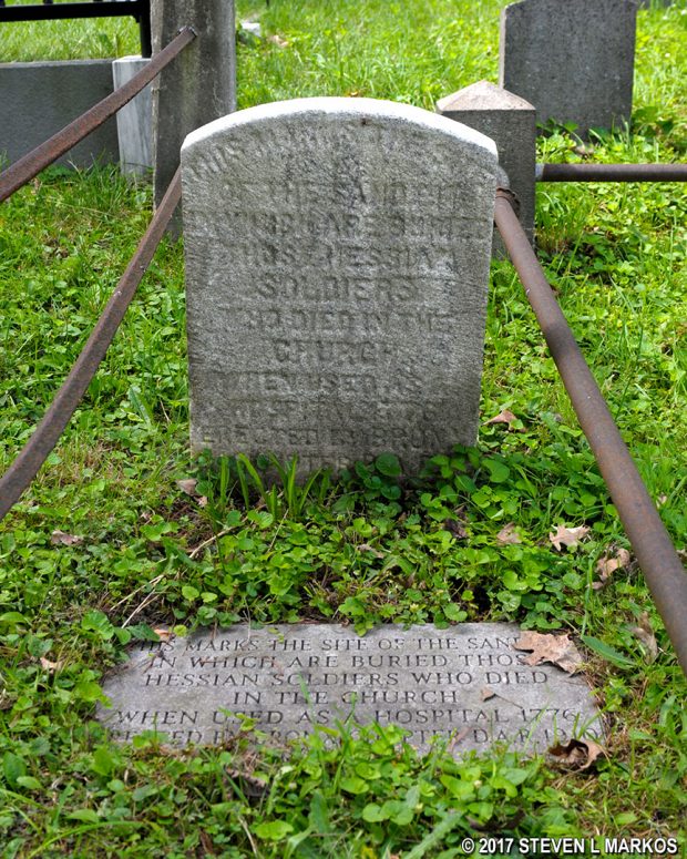 Marker for the mass grave of Hessian soldiers in Saint Paul's Cemetery, Saint Paul's Church National Historic Site