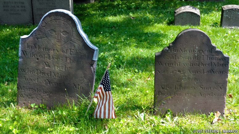 Graves of Elizabeth Wright and her 10-year-old son Calib in Saint Paul's Cemetery, Saint Paul's Church National Historic Site