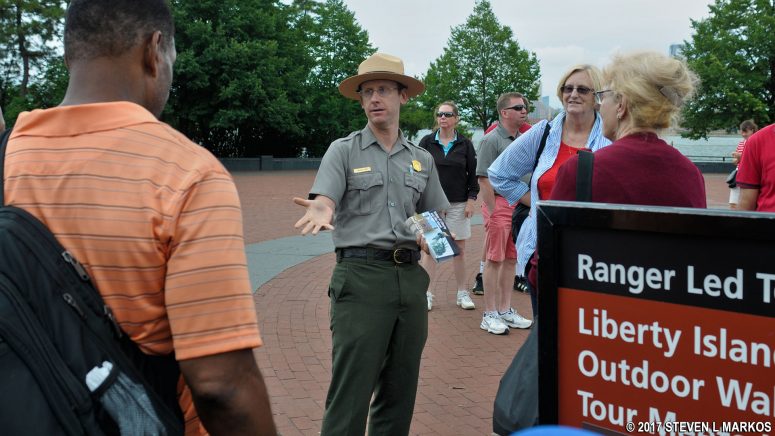 Ranger conducts a tour of Liberty Island, Statue of Liberty National Monument