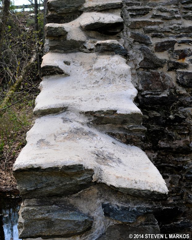 Thick walls of the former Ivey Mills near the Chattahoochee River are made of stones found in the local creeks and rivers