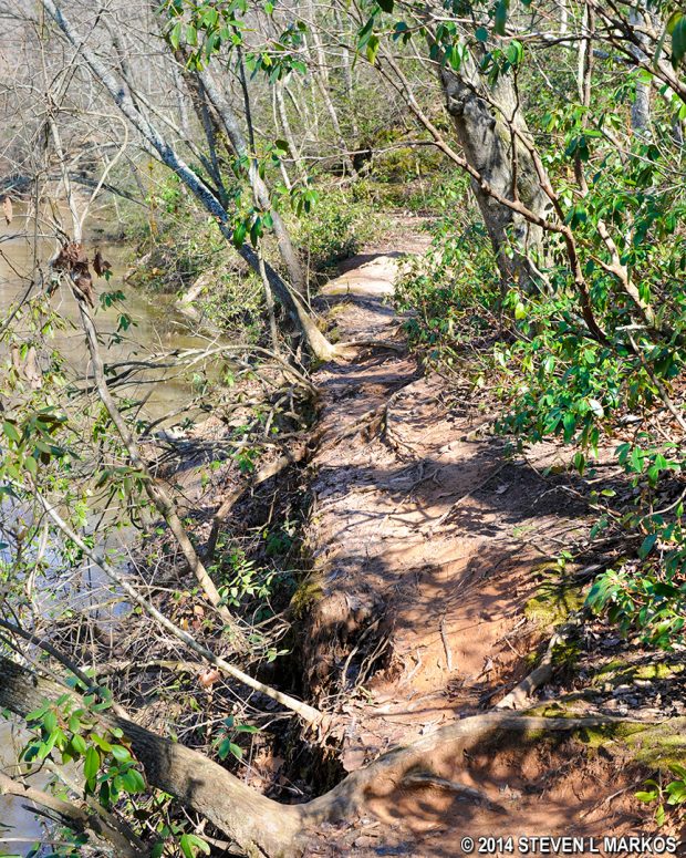 Trail along the river at Vickery Creek Dam in Roswell, Georgia