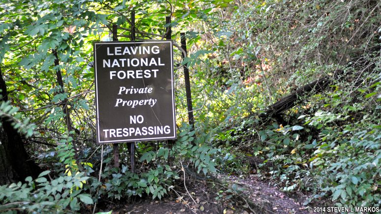 End of the trail at intersection PI 9 in the Powers Island section of Chattahoochee River National Recreation Area