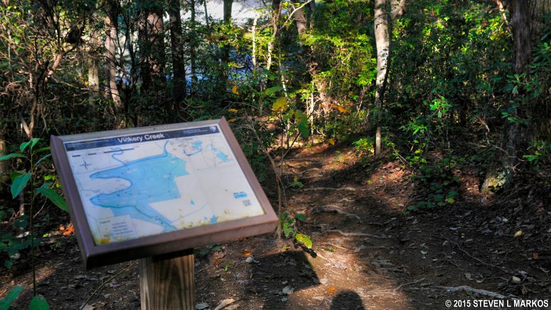 Trail map at an intersection of the Vickery Creek unit trails in Chattahoochee River National Recreation Area