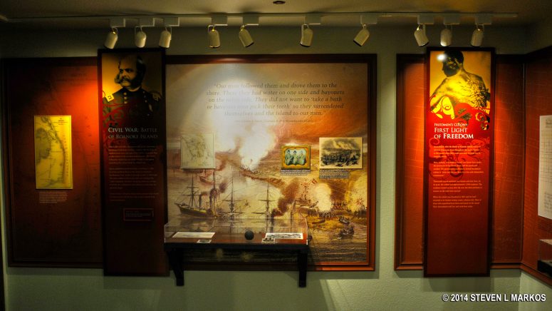 Exhibit on the Civil War and the slave settlement that formed on Roanoke Island during the war