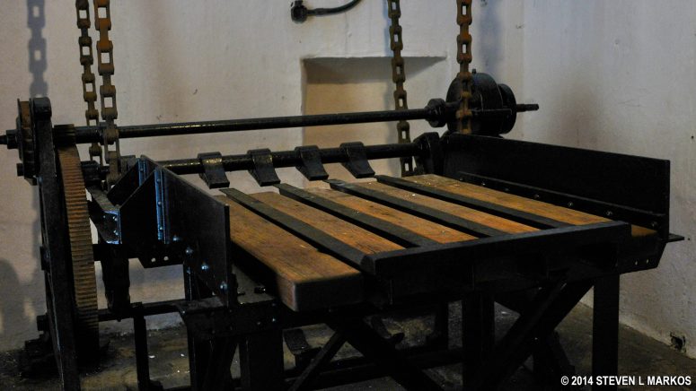 Artillery shells were loaded on this table and hoisted to the upper level of Battery Jasper, Fort Sumter and Fort Moultrie National Historical Park