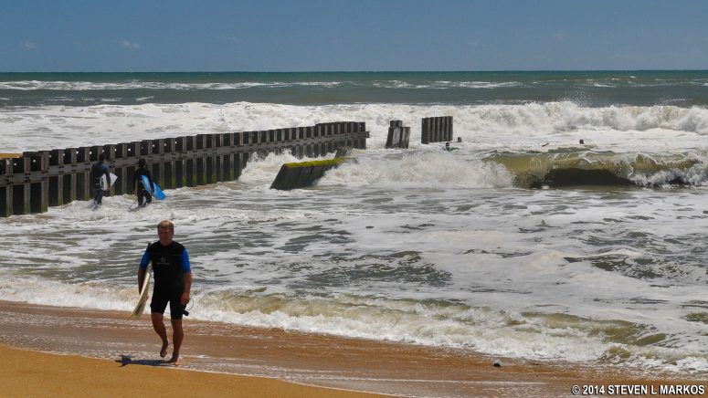 Seawall at Old Lighthouse Beach near to where the Cape Hatteras Lighthouse use to stand, Cape Hatteras National Seashore
