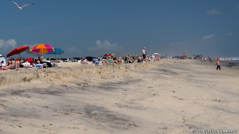 Erosion of the beach at Toms Cove on Assateague Island caused by the waves