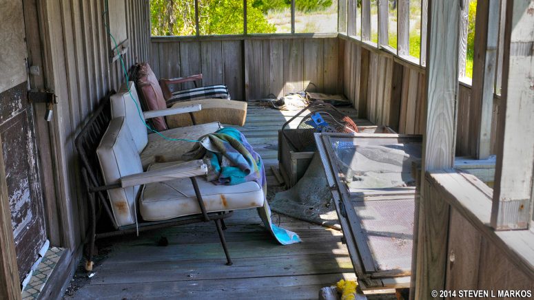 Back porch of the Setzer-Dawsey House in the Cape Lookout Village Historic District before it was torn down in 2021