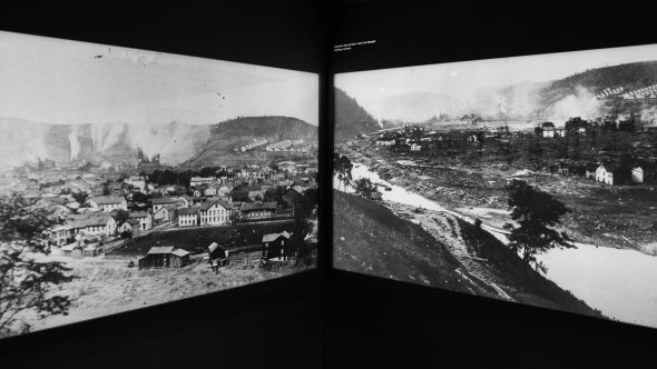 Johnstown before the flood (left) and after (right)