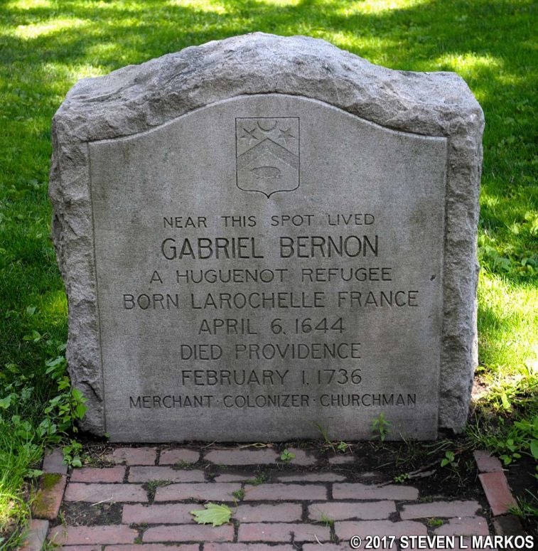 Gabriel Bernon Memorial on the grounds of Roger Williams National Memorial