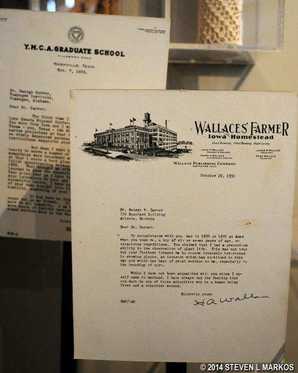 Letters to Carver on display at the George Washington Carver Museum, Tuskegee Institute National Historic Site