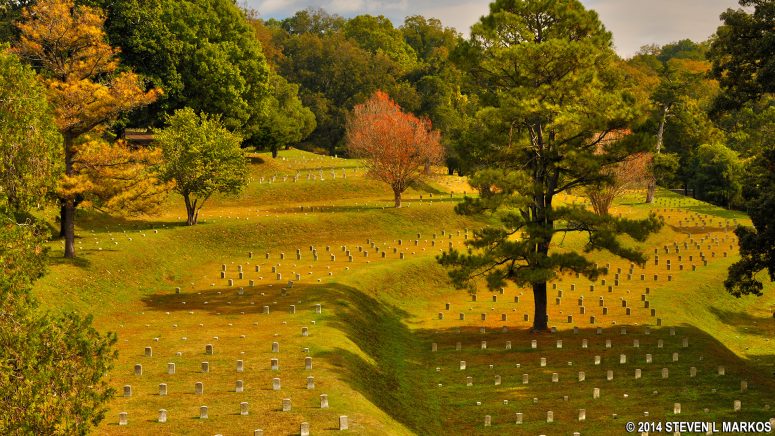 Terraced sections at Vicksburg National Cemetery