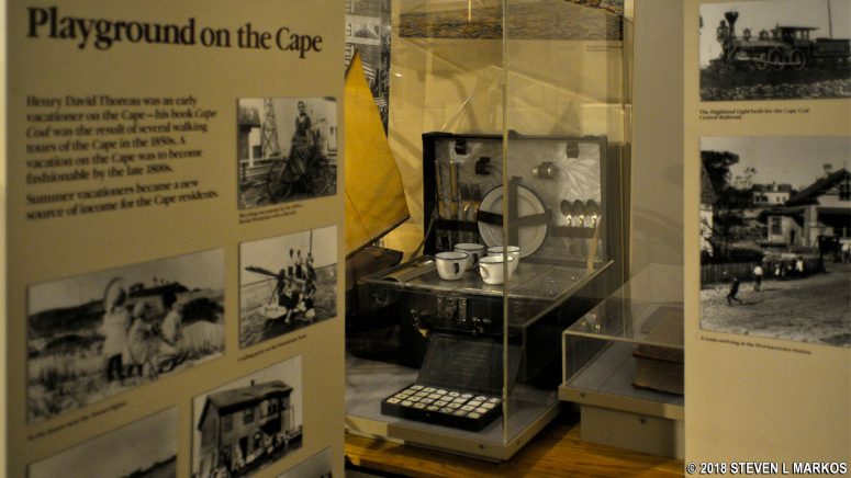 Information and artifacts from the early days of tourism on Cape Cod on display at the Cape Cod History Museum inside the Salt Pond Visitor Center