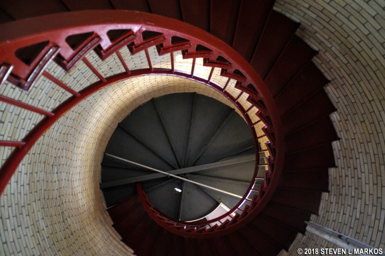 Interior view of the Nauset Lighthouse (looking towards the top) at Cape Cod National Seashore