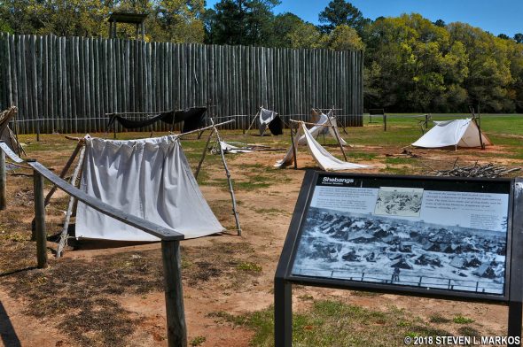 Tent shelter exhibit at Andersonville National Historic Site