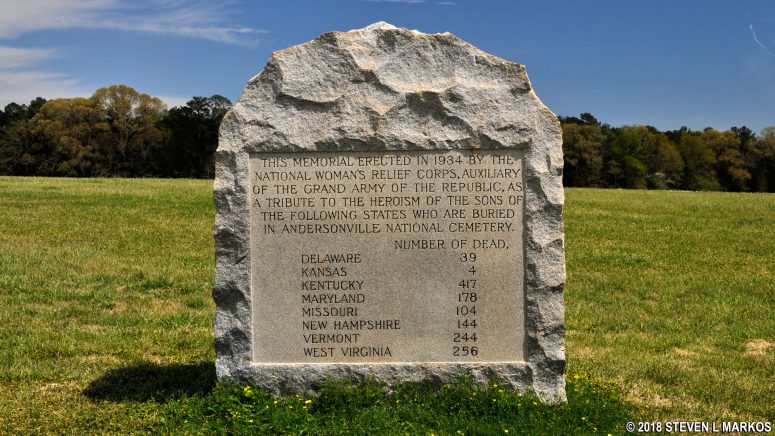 Memorial erected by the National Woman's Relief Corps dedicated to a number of states at Andersonville National Historic Site