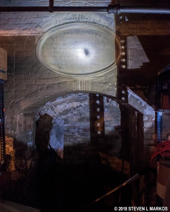 Tomb of Joseph Barrell in the crypt of King's Chapel in Boston