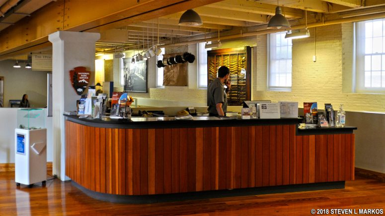 Information desk at the Charlestown Navy Yard Visitor Center, Boston National Historical Park