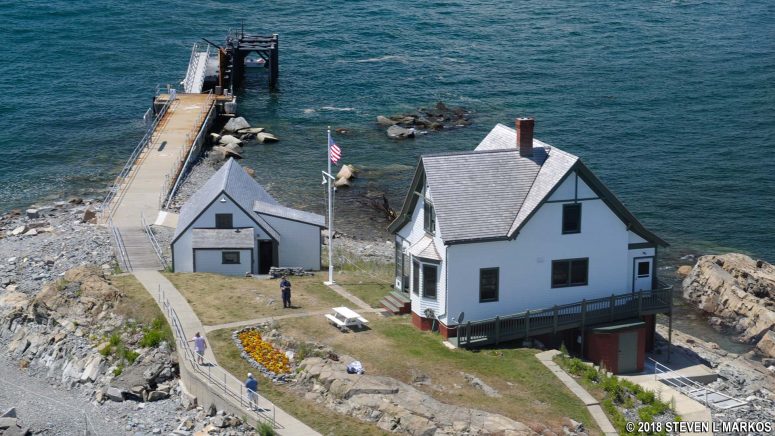View of the Lightkeeper’s House and the Coast Guard Boat House on Little Brewster Island, Boston Harbor Islands National Recreation Area