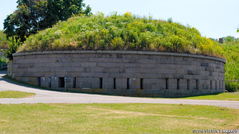 Demi lune guards the entrance to Fort Warren