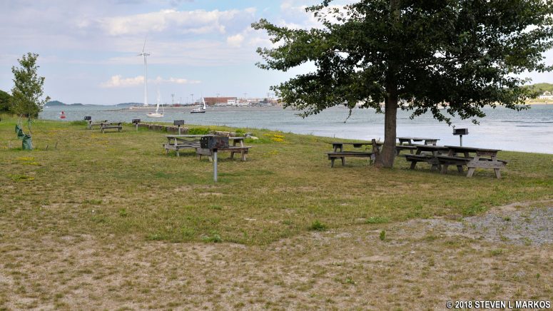 Picnic area behind the Peddocks Island Visitor Center, Boston Harbor Islands National Recreation Area