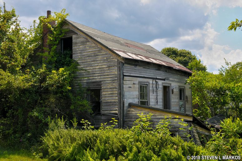 One of the dilapidated cottages the Middle Head section of Peddocks Island, Boston Harbor Island National Recreation Area