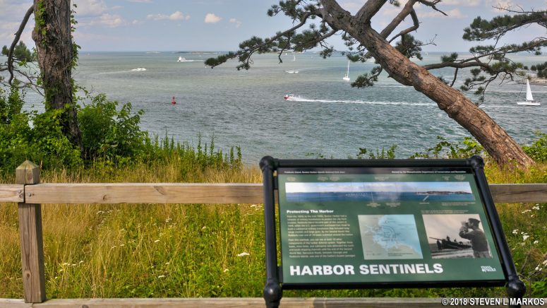 View of Boston Harbor from the hill where the Fort Andrews batteries are located, Peddocks Island, Boston Harbor Islands National Recreation Area