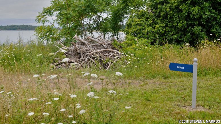 Turnoff for the beach near Coolidge Meadow on Cathleen Stone Island, Boston Harbor Islands National Recreation Area