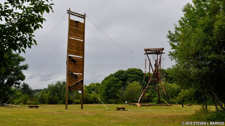 Obstacles at Outward Bound's Challenge Field on Cathleen Stone Island, Boston Harbor Islands National Recreation Area